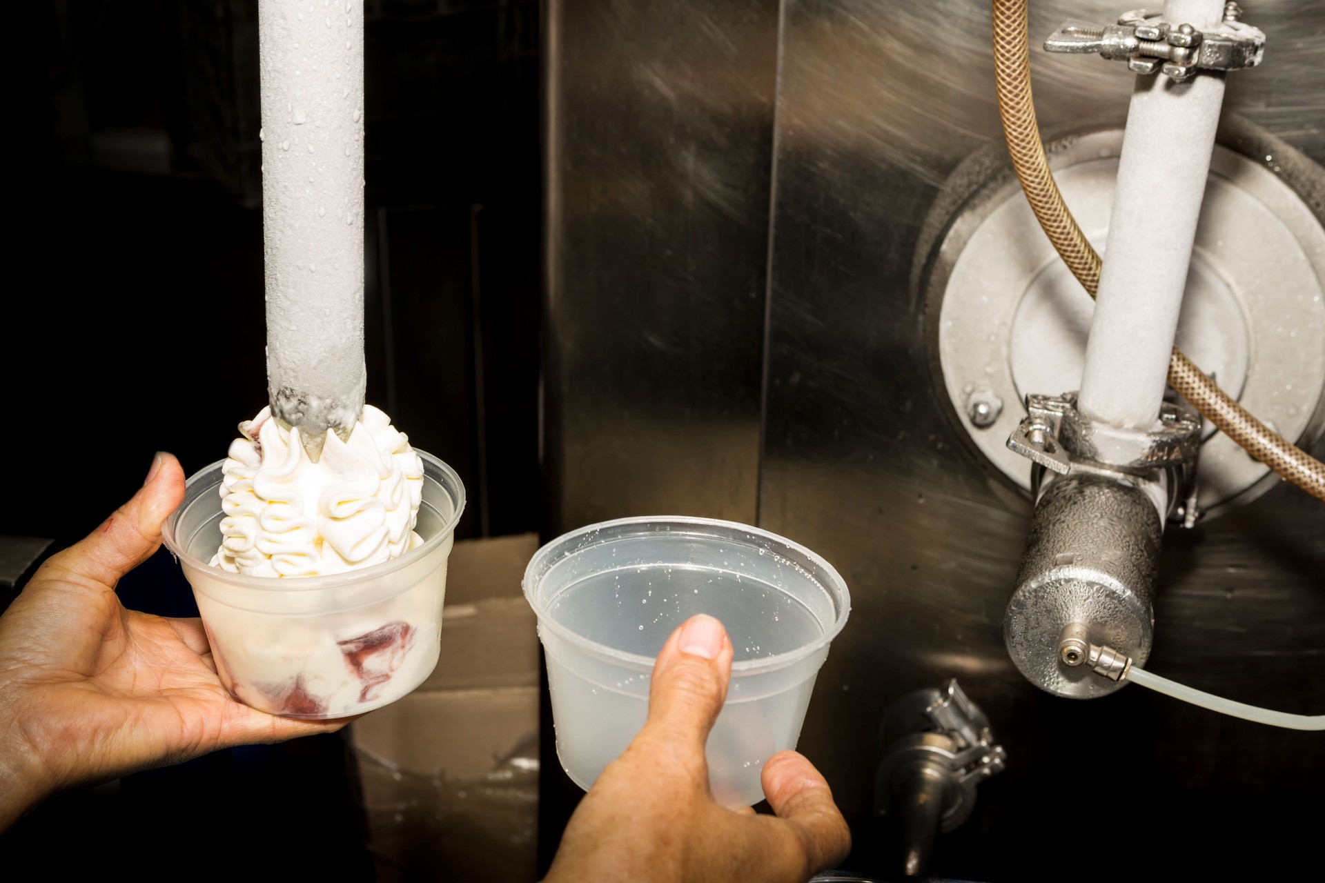 Putting Ice Cream Ingredients in Vase